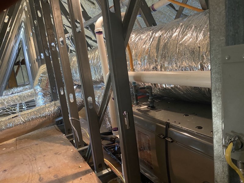 Insulated flex ductwork and air handler installed in an attic